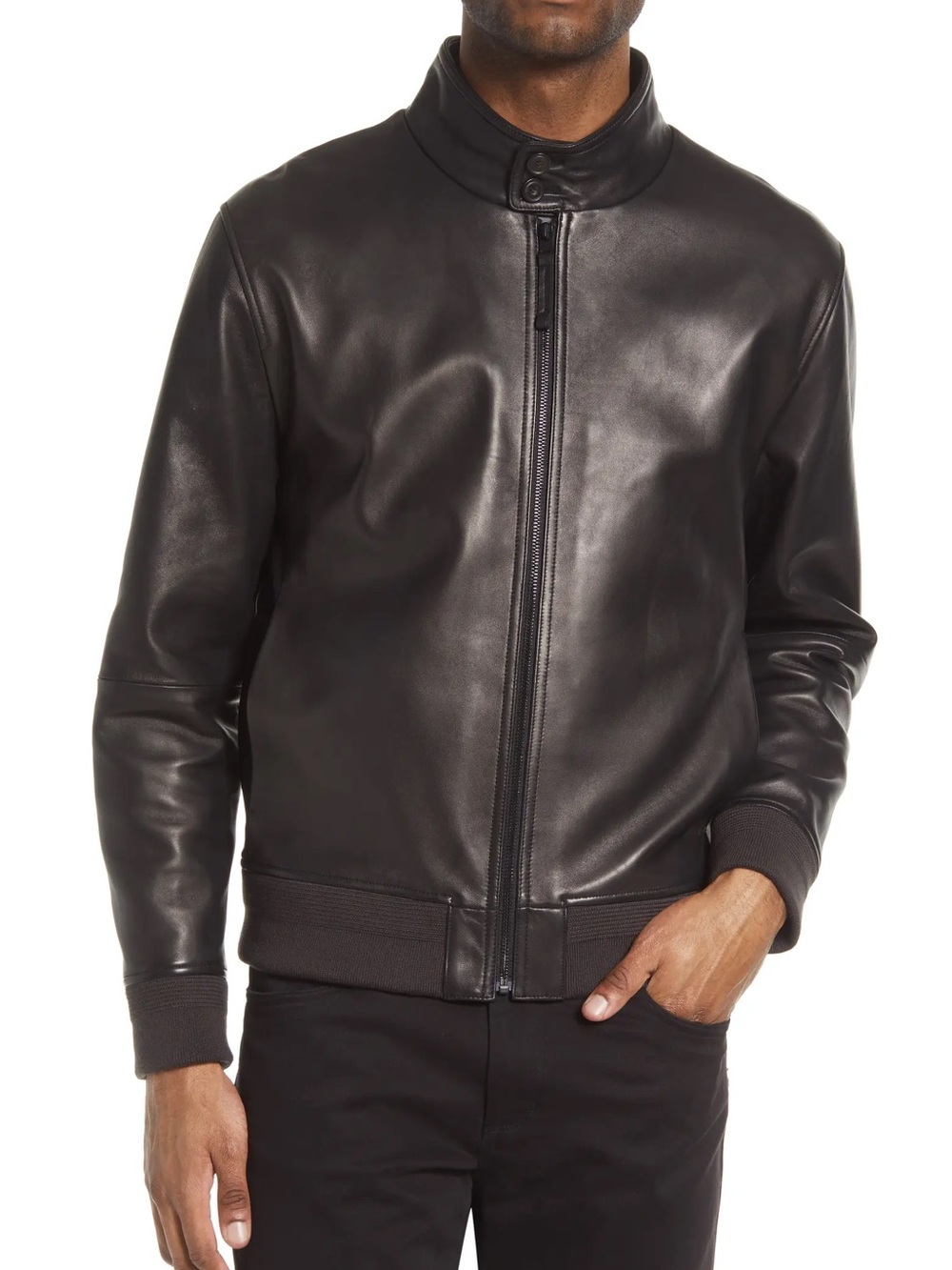 VINCE HARRINGTON LEATHER BOMBER JACKET*********SIZE: XS